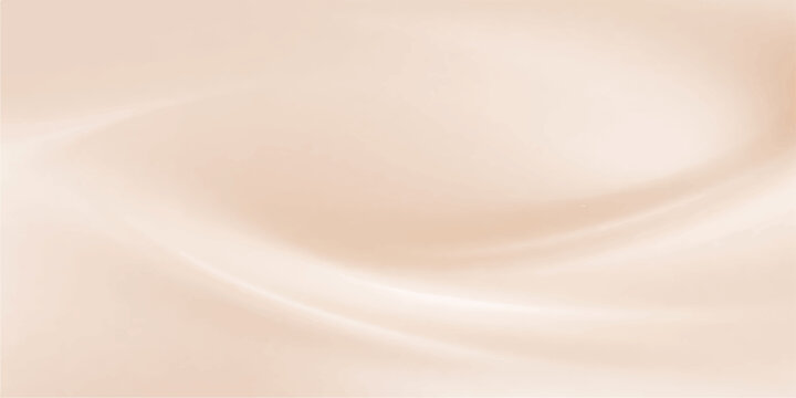 A luxurious background features flowing waves of white silk and milk chocolate textures with smooth gold and pink satin curves for a soft shiny liquid design