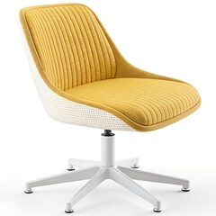 Fototapeta premium Modern Yellow and White Swivel Office Chair Isolated on White