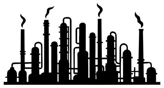 Industrial refinery silhouette factory plant