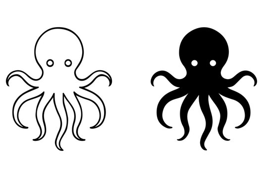 Octopus silhouettes transparent background white background