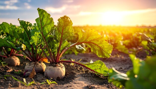 Beetroots in sunset