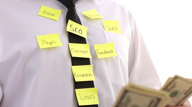 SEO optimization on an office workers tie