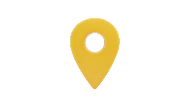 A yellow map pin icon on a transparent background with a black surrounding area.