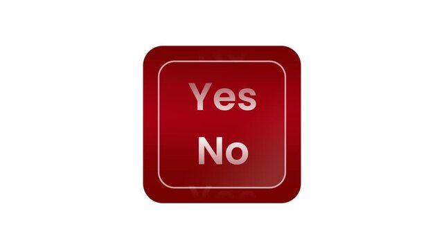 A dark red square button icon displaying stacked Yes and No text labels with a glossy beveled finish on a transparent background