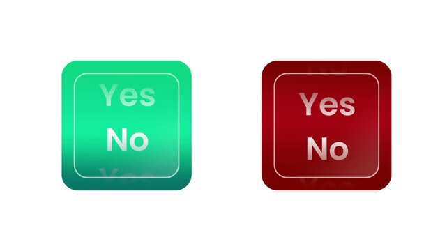 Two side by side square app icons one green and one dark red each displaying Yes and No labels representing dual choice button design variants