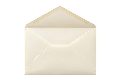 A white envelope with the flap up isolated on white background