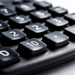 Fototapeta premium Close up view of a black calculator keypad with numeric buttons