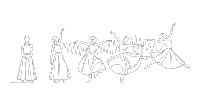 Whirling Dervishes, Vector Illustrations, Dancing Figures, Line Art, Dance Movement