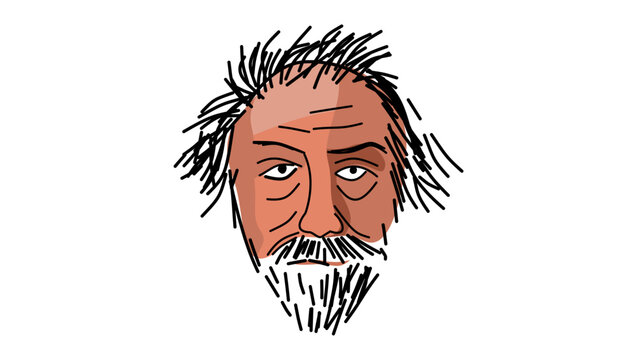 Charles Angrand portrait, flat vector illustration