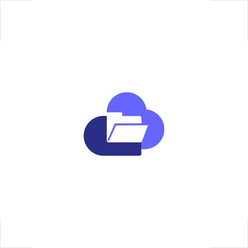 Digital storage niche logo for computing industry featuring minimalist flat style for web hosting use, combining cloud and folder icons to represent data management, backup services, online document