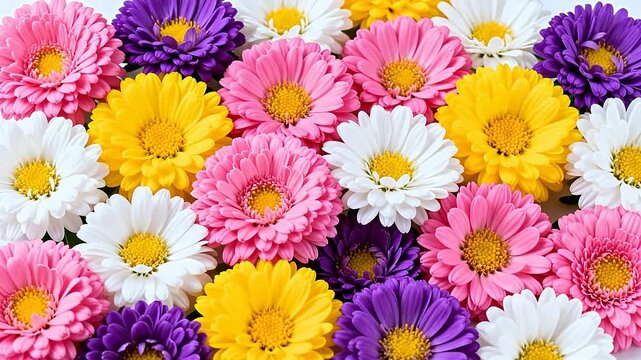 Colorful assorted daisies in bloom