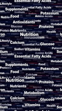 NUTRITION Seamless Endless Keywords Animation, Background, Loop

