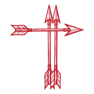 Red arrows crossed, two arrows stacked with one horizontal arrow