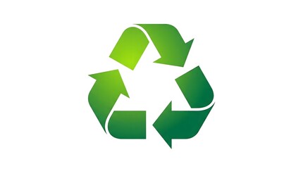 Obraz premium Green recycling symbol with arrows on white background, eco-friendly concept