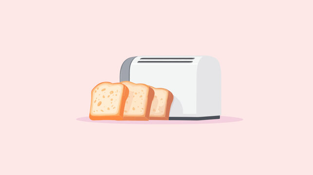 Illustration of a white electric kitchen appliance and three slices of toasted bread