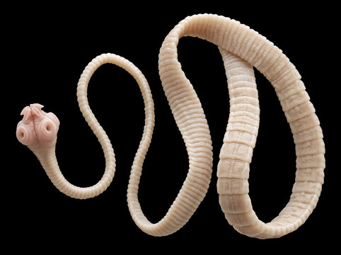 Microscopic View of Parasitic Tapeworm Showing Segmented Helminth Structure
