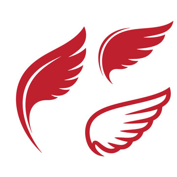 Red wing three stylized wing on white background, red wings wing, stylized wings wing stylized wings