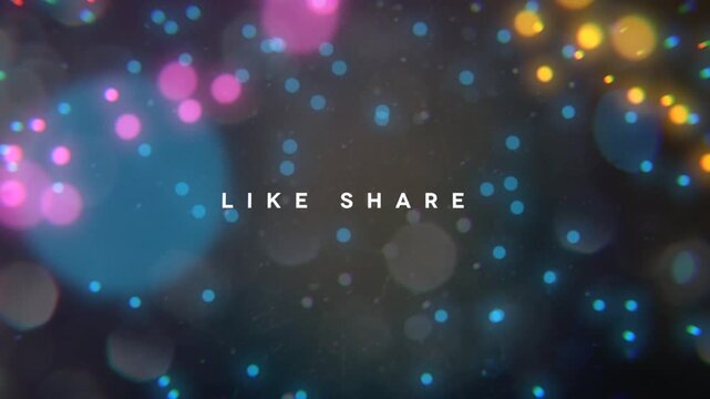 Thanks for watching social media outro with like share subscribe call to action on colorful bokeh background
