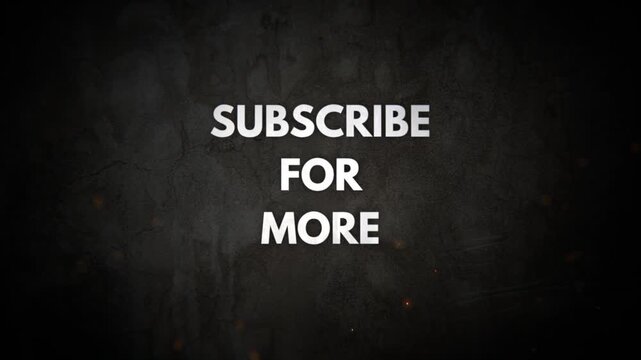 Subscribe for more text with sparks on dark background call to action for social media promotion