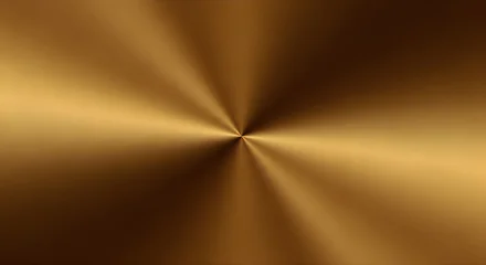 Fotobehang Goud A smooth radial gradient background featuring a rich golden bronze metallic texture with a central point of bright light  © MstForida