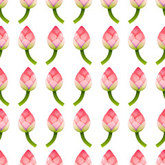 Obraz premium Lotus buds seamless pattern vertical floral botanical repeat