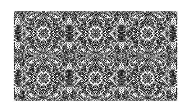 Intricate Hmong Textile Seamless Pattern Black and White