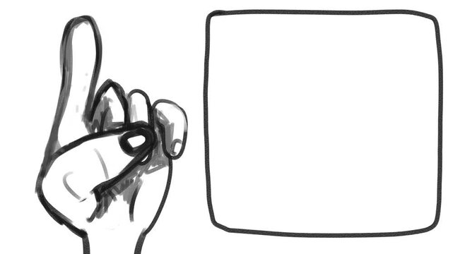 A human cartoon hand moves its index finger to show strictness, study mode, or attentiveness.