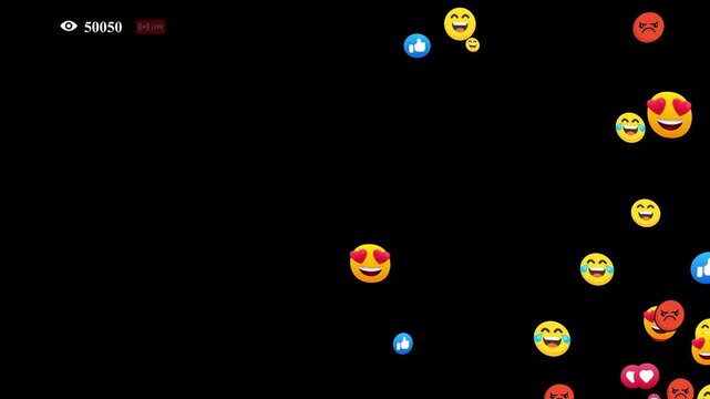 Facebook emoji moving in the black background 