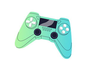 Wireless controller for videogame console. Aquamarine joystick in gradient style. Modern gamepad, joypad for video games. Gamers accessory for playing. Flat isolated vector illustration on white © Paper Trident