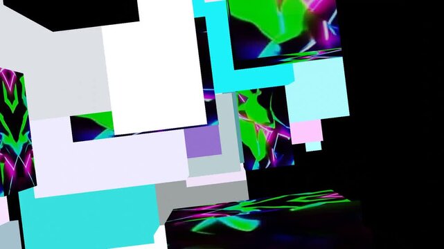 10 seconds rotating tunnel cubes animation screensaver visualizer black background hd video 