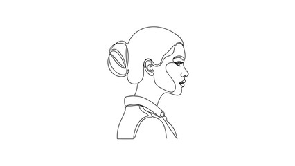 Fototapeta premium Continuous line drawing of a woman's face in profile view