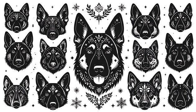 Black & white dog art