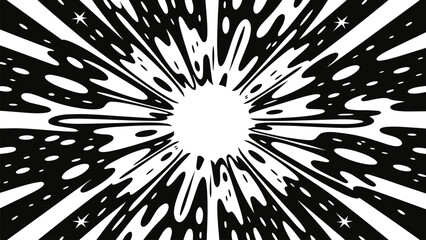 High contrast black and white radial burst abstract background with explosive lines monochrome dynamic energy pattern modern minimal vector graphic wallpaper © Creative Vector