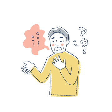 ろれつが回らなくて困っているシニア男性