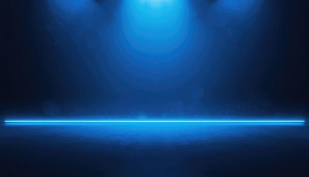 Vibrant blue stage with bright beam lights and subtle smoke effects, perfect for presentations, concerts, or awards ceremonies