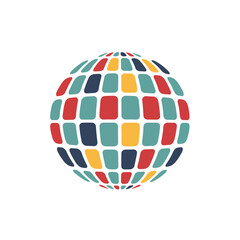 Obraz premium Colorful Mosaic Globe Icon on White Background - Global Connection Concept