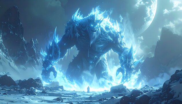 Enormous icy giant looms