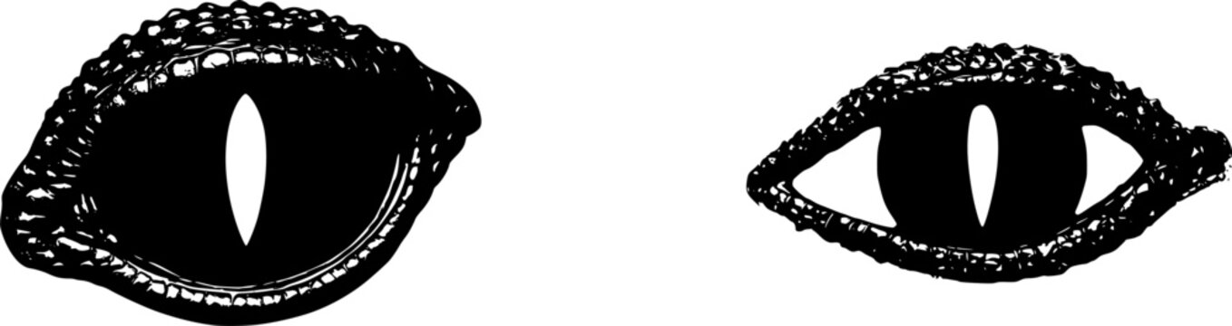 An ultra-realistic macro of a crocodiles eye reveals the vertical slit pupil and rugged scaly eyelids against a pure white background