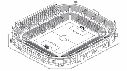 Isometric architectural rendering of a modern soccer stadium seating layout. © Santy