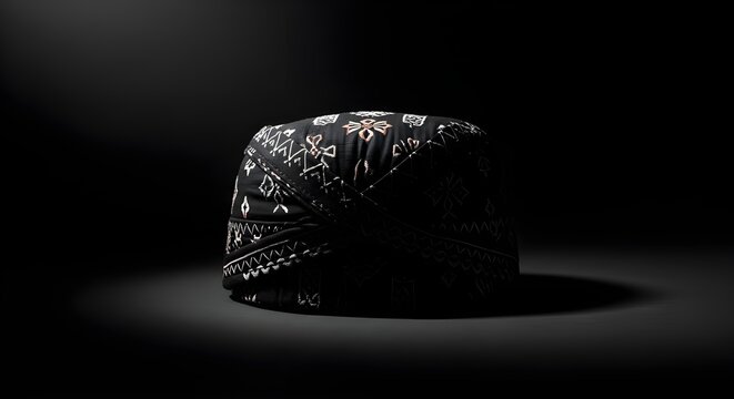 Traditional Indonesian Black Peci (Kopiah) Isolated on White Background &ndash; Muslim Cap Product Photo
