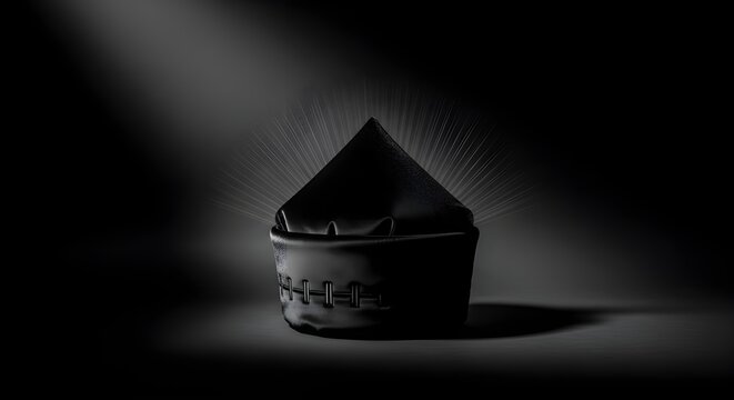 Traditional Indonesian Black Peci (Kopiah) Isolated on White Background &ndash; Muslim Cap Product Photo