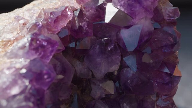 A macro of a purple amethyst druse