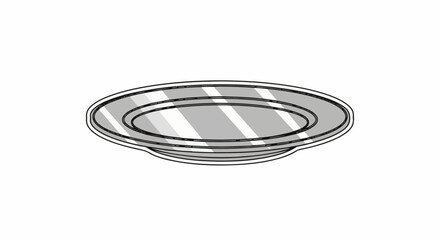 Fototapeta premium A simple line art illustration of an oval plate with a slight sheen