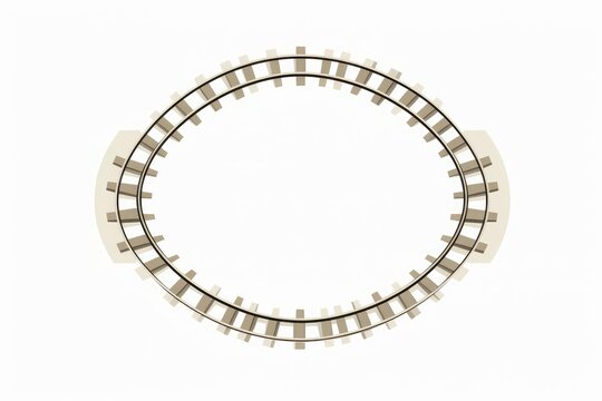 Train track sections forming an oval shape on a white background, symbolizing an infinite loop