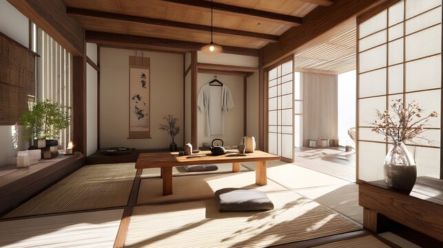 Japanese Ryokan Room Tatami Zen Serenity