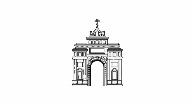 Ornate archway with central arched opening and decorative crowning elements