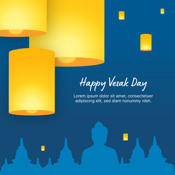 Waisak Lampion Greeting Card Vector