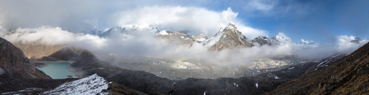 Mountain panorama himalayan landscape Himalaya gokyo