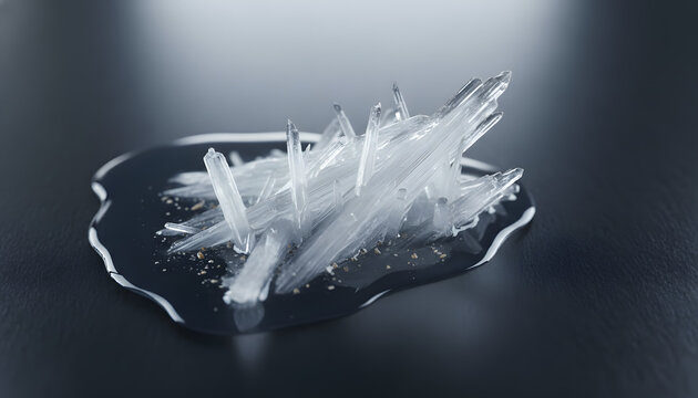 Macro of High Purity Magnesium Chloride Crystals in Mineral Brine