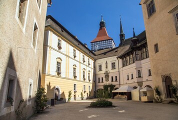 Obraz premium Blatná Water Castle and Chateau, castle courtyard
